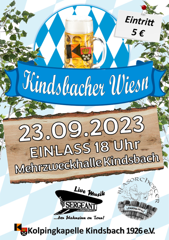 Kindsbacher Wiesn 23.09.2023 - 18 Uhr - Mehrzweckhalle Kindsbach
