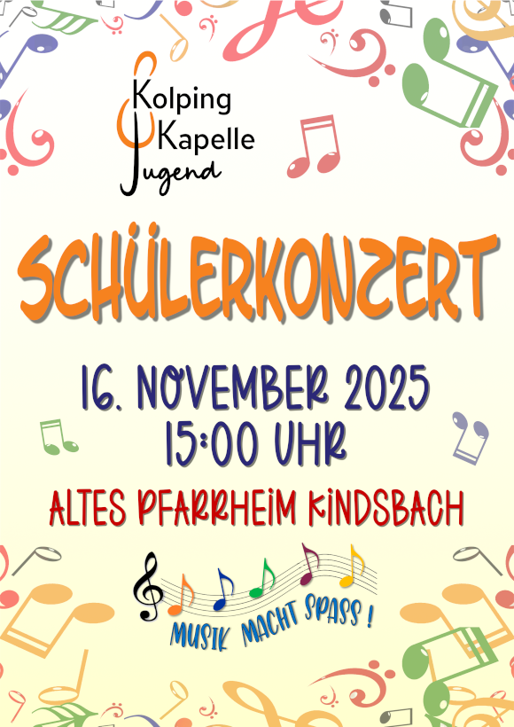 Schülerkonzert am 16. November 2025, 15:00 Uhr, Altes Pfarrheim Kindsbach
